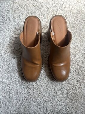 Target Brown Leather Slip-On Mule Heels